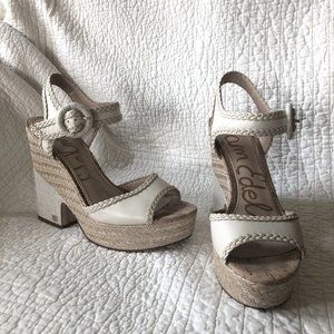 Sam Edelman Womens Lillie Ivory Ankle Strap Heels